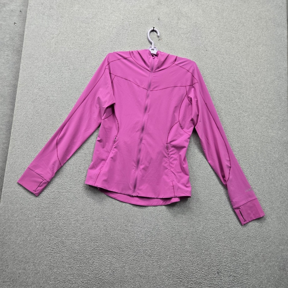 Lululemon Women Jacket 8 Pink Mist Over Windbreaker Zipper Logo Hooded Stretch